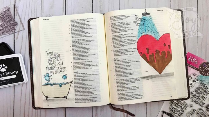 Bible Journaling with Joy Clair Stamp – Psalm 51 – Washed By The Blood